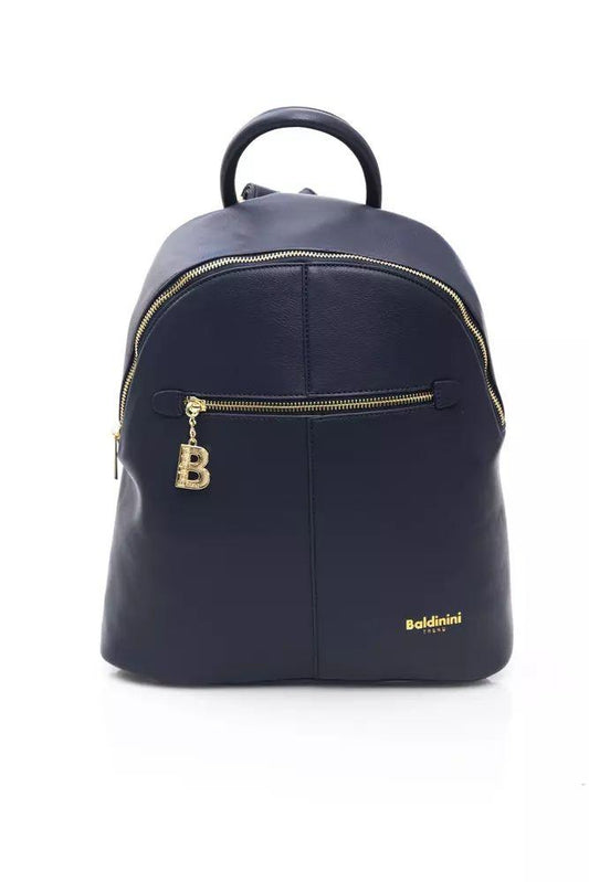 Baldinini Trend Chic Blue Backpack with Golden Accents