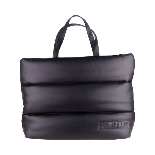 Plein Sport Элегантная черная сумка-шоппер из эко-кожи с мягкой подкладкой