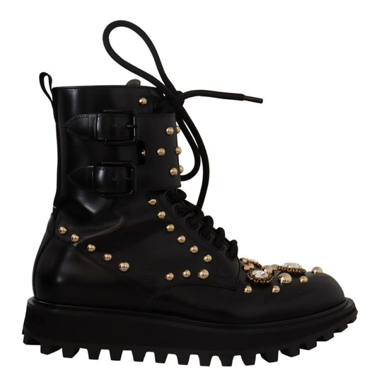 Черные формальные ботинки Dolce &amp; Gabbana с кристаллами
