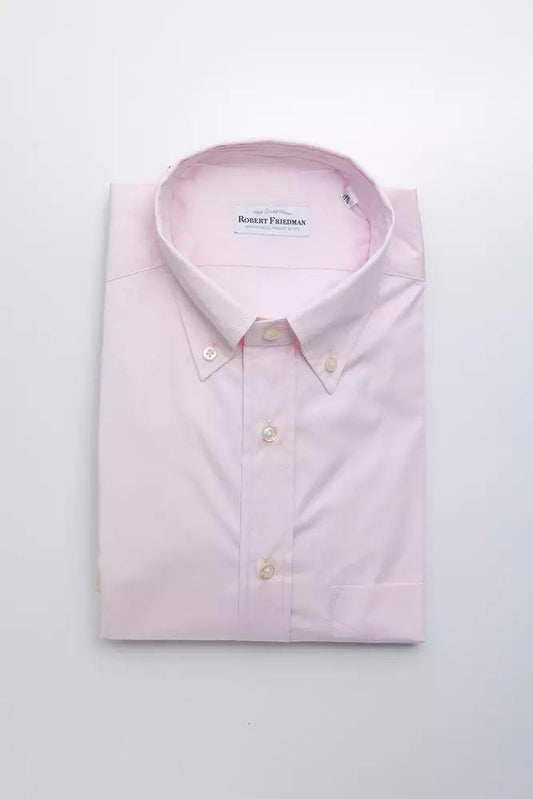 Robert Friedman Elegant Pink Cotton Button-Down Shirt - PER.FASHION