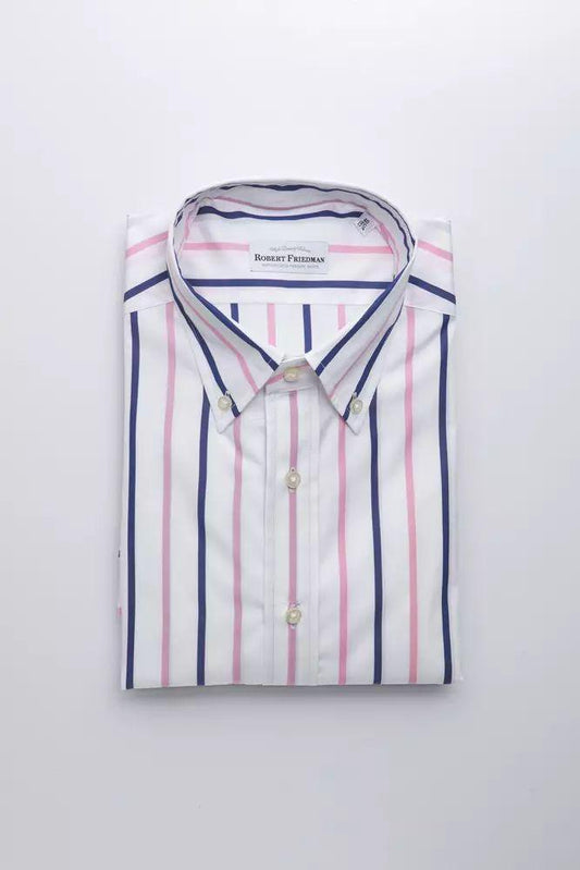 Robert Friedman Elegant White Cotton Button-Down Shirt - PER.FASHION