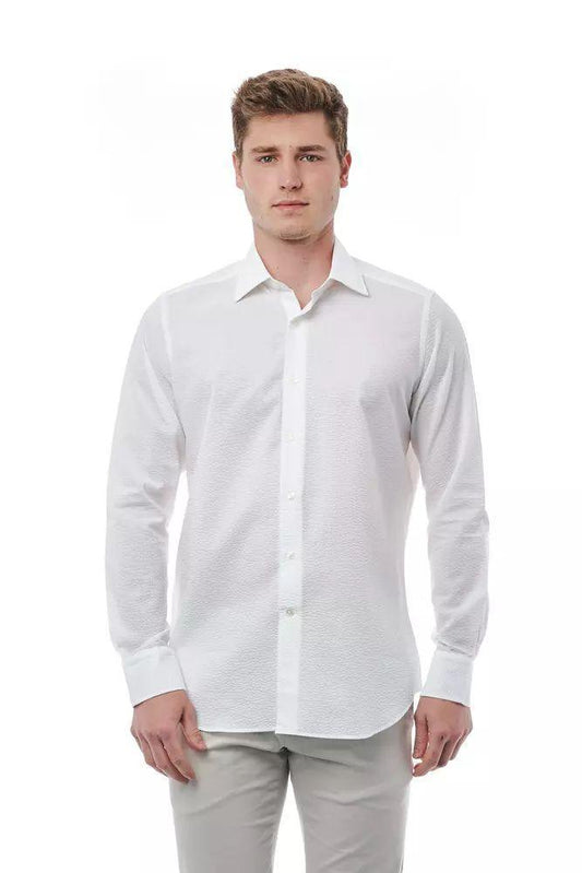 Bagutta Elegant White Italian Collar Cotton Shirt - PER.FASHION