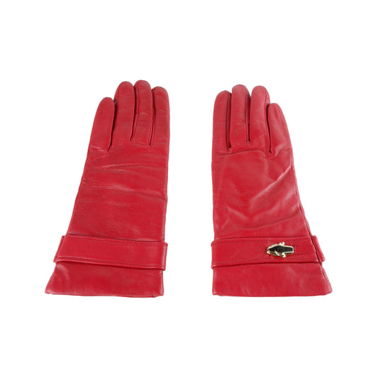 Cavalli Class Элегантные красные кожаные перчатки