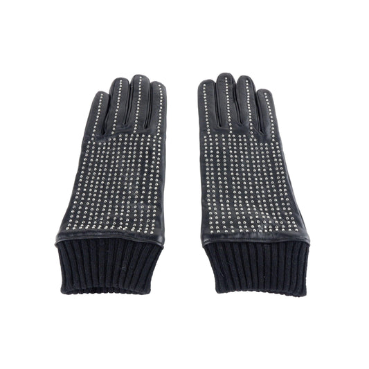 Cavalli Class Elegant Black Leather Gloves