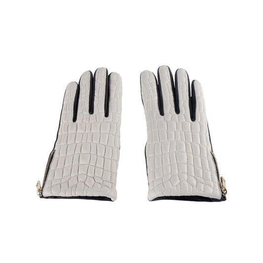 Элегантные кожаные перчатки Cavalli Class из овчины шикарного серого цвета