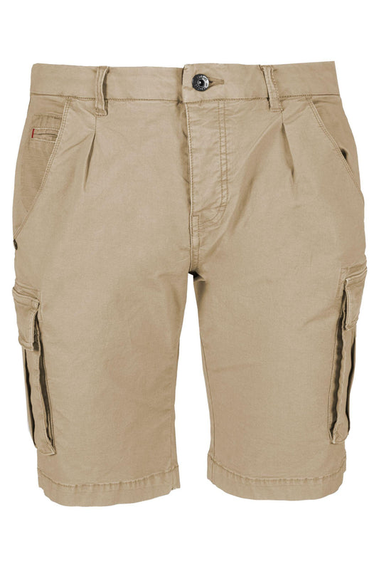 Yes Zee Beige Cargo Bermuda Shorts with Stretch Comfort