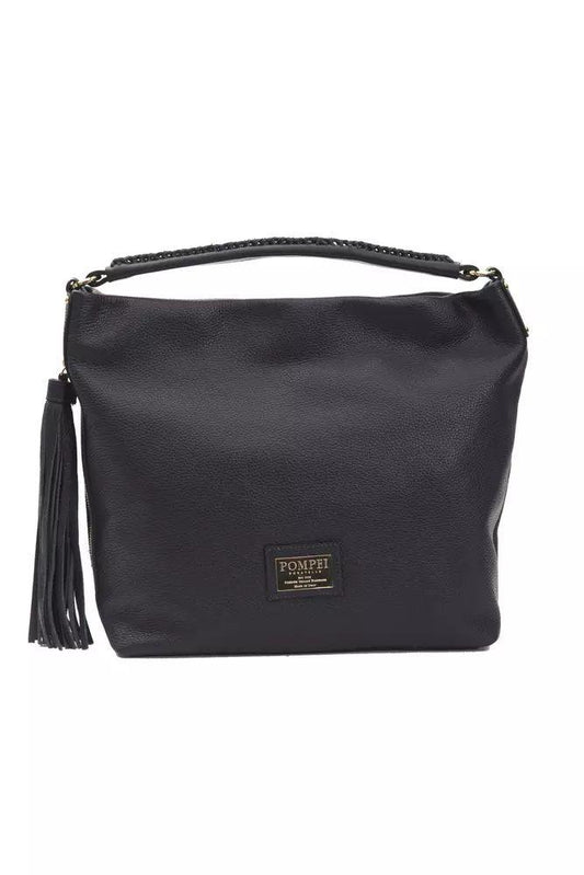 Pompei Donatella Шикарная серая кожаная сумка на плечо с логотипом
