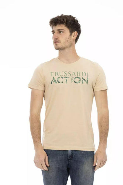 Trussardi Action Elegant Beige Short Sleeve Round Neck Tee - PER.FASHION