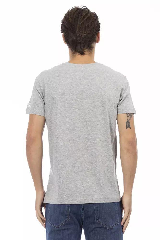 Trussardi Action Elegant V-Neck Tee With Chic Front Print - PER.FASHION