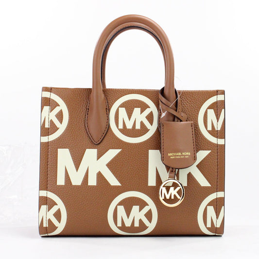 Michael Kors Mirella Small Luggage Embossed Leather Shopper Crossbody Tote Bag